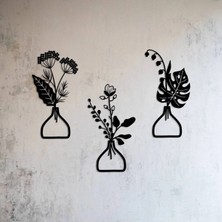 Buççin Online Mağaza  Ev Ofis Mutfak ve Banyo Için Ahşap Dekoratif Duvar Vazo Çiçekler Vase Ahşap Siyah