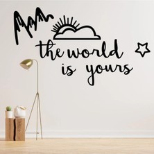 Buççin Online Mağaza  The World Is Yours Ahşap Duvar Süsü - Duvar Dekoru ( 70X40 cm ) Ahşap Siyah