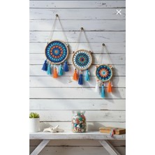 Buççin Online Mağaza  Duvar Dekorasyonu Mandala Motifli Balkon Bahçe Ev Süsü Mavi Iplik