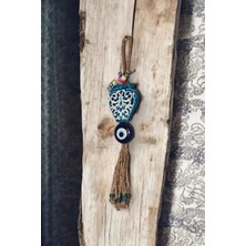 Buççin Online Mağaza  Nazar Boncuklu Zarif Motif Figürlü Seramik El Yapımı Dekoratif Duvar Süsü Eşyası 7,5X35 cm Seramik Ç