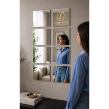Buççin Online Mağaza  4 Adet | Dekoratif Kare Gümüş Pleksi Ayna - 10X10, 15X15, 20X20, 25X25, 30X30 cm Kendinden Yapışkanl