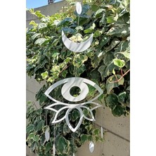 Buççin Online Mağaza  Nazar Göz Rüzgar Gülü - Dekoratif Bahçe & Balkon Aksesuarı - 33X66 cm Metal Beyaz
