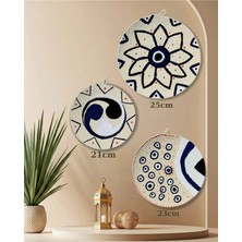 Buççin Online Mağaza  Bohem Duvar Tabağı/duvar Süsü/bohem Tabak/25,23,21 cm Ekru Pamuk