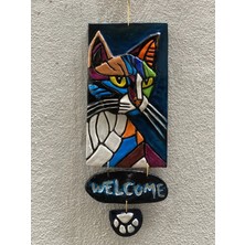 Buççin Online Mağaza  Kedi Duvar Süsü Taş Mavi