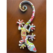 Buççin Online Mağaza  Reçineli 3 Boyutlu Egzotik Kertenkele Duvar Dekoru – 21 x 10 cm Reçine Çok Renkli