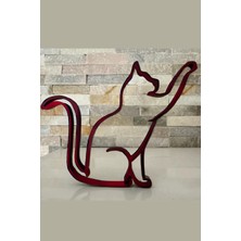 Buççin Online Mağaza  Kedi Duvar Resmi / Art, Sevimli Kedi Duvar Sanatı, Dekor Plastik Kırmızı