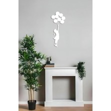 Buççin Online Mağaza  Balonlu Kız Ahşap Duvar Dekoru - Duvar Süsü 30X20CM Ahşap Beyaz