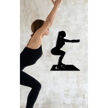 Buççin Online Mağaza  50X38 Pilates Squat Dekor Tablo Mdf Ahşap Lazer Kesim Duvar Panosu Siyah 3mm Ahşap Siyah