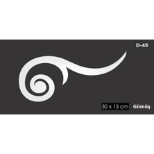 Buççin Online Mağaza  D-45 Gümüş 30 x 15 cm Sibu Aynalı Pleksi Mobilya Dolap Süsü Gümüş