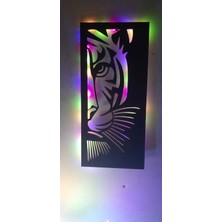 Buççin Online Mağaza  Ilk Hediyem Karışık LED Işıklı Aslan Başı Çocuk ve Bebek Odası Duvar Gece Lambası Ahşap Siyah