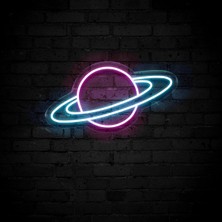 Buççin Online Mağaza  Neon LED Dekoratif Duvar Aydınlatması - Çocuk Odası - Gezegen - Satürn - Pleksi Plastik Altın