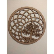 Buççin Online Mağaza  Hayat Ağacı Boyanabilir Kapı Süsü Duvar Dekorasyonu Ahşap Ham Mdf Lazer Kesim 20 cm Ahşap Kahverengi