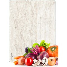 Decovetro Decomar Mermer Desenli Cam Kesme Tahtası ve Sunumluk 30 x 40 cm