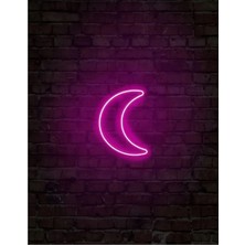 Buççin Online Mağaza  Neon LED Ay Hilal Dekoratif Gece Lambası Akrilik Pembe