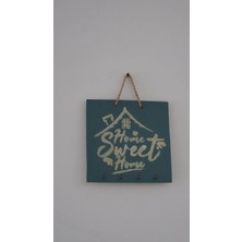 Buççin Online Mağaza  Home Sweet Yazılı Yeşil Gold Renklerde Anahtarlık Dekoratif Duvar Süsü Ahşap Yeşil