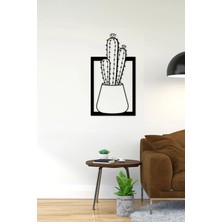 Buççin Online Mağaza  22X40 cm Kaktüslü Dekoratif Duvar Panosu Ahşap Siyah