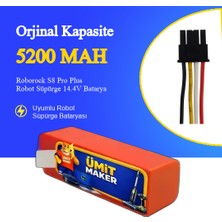 Ümit Maker Roborock S8 Pro Plus Robot Süpürge 5200 Mah 14.4V Batarya