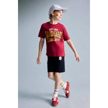 DeFacto %100 Pamuk Galatasaray Kısa Kollu Pijama Üstü Şort Pijama Alt 2'li Pijama Takımı Erkek Çocuk H7340A826HS