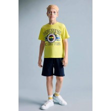%100 Pamuk Fenerbahçe Kısa Kollu Pijama Üst Şort Pijama Alt 2'li Pijama Takımı Erkek Çocuk H7338A826HS
