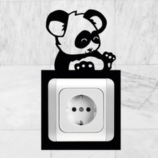 Buççin Online Mağaza  Sevimli Panda Priz / Anahtar Çerçeve Süsü- Dekoru ( Viko Marka- Iç Ölçüsü 8,2*8,5 cm Dir ) Ahşap Siy