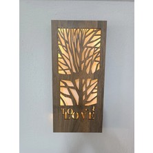 Buççin Online Mağaza  Ağaç Motifi Desenli Pilli Peri LED Ahşap Duvar Dekoru 36X18CM (Piller Dahil) Ahşap Çok Renkli