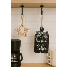 Buççin Online Mağaza  But First Coffee Kahve Köşesi Iskandinav Mutfak Dolap Süsü & Ahşap Yıldız 2'li Set Ahşap Siyah