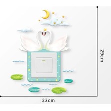 Buççin Online Mağaza  Bebek/çocuk Odası Için Lamba Anahtarı ve Priz Silikon Sticker - Kuğu Çifti Çok Renkli Kağıt