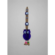 Buççin Online Mağaza  Makrome Örgülü Nazarlık 48 cm Duvar Süsü Baykuş Cam Mavi