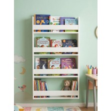 Bsr Montessori 4 Raflı Çocuk Kitaplığı Çok Amaçlı Dekoratif Duvar Rafı 120X60