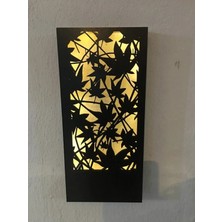 Buççin Online Mağaza  Yaprak Motifli Peri Led(Günışığı) Pilli Siyah Mdf Ahşap Duvar Dekoru 36X18CM(PILLER Dahil) Ahşap Siy