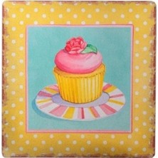 Buççin Online Mağaza  ® Decotown Duvar Panosu 40*40 Cup Cake Muffin Motifli Duvar Süsü Çok Renkli Belirtilmemiş
