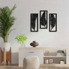 Buççin Online Mağaza  3'lü Tüy Mdf Ahşap Duvar Tablo 3 mm Ahşap Siyah