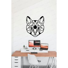 Buççin Online Mağaza  Geometrik Kedi Figürlü Dekoratif Tablo Ahşap Duvar Süsü Ahşap Siyah