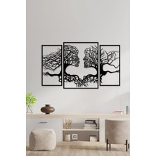 Buççin Online Mağaza  85X51 cm Çift Silüetli 3'lü Ahşap Duvar Panosu Ahşap Siyah