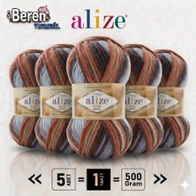 Alize Süperlana Maxi Batik - 7942 - 5'li Paket - 100GR/100M - El Örgü Ipi - Atkı Yelek Kazak Ipi