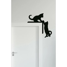Buççin Online Mağaza  Kedi Sağ Köşelik ( 22X22 cm ) Küçük Boy Duvar Süsü - Duvar Dekoru - Kapı Köşeliği Ahşap Siyah