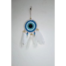 Buççin Online Mağaza  9 Cm-21 cm Deniz Kabuğu Detaylı Mavi Nazar Boncuğu Dream Cather, Düş Kapanı, Rüya Kapanı No 77 Mavi