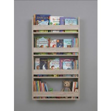 Bsr Montessori 4 Raflı Çocuk Kitaplığı Çok Amaçlı Dekoratif Duvar Rafı 120X60