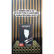 Gomex Life G-20 20W Pd Hızlı Şarj Seti Type-C To Lightning Kablolu iPhone Uyumlu Şarj Adaptörü ve Kablo