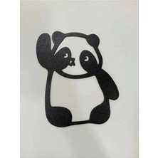 Buççin Online Mağaza  Lazer Kesim 3lü Panda Dekoratif Duvar Tablosu Ahşap Siyah