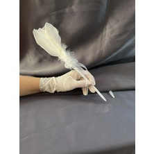 Buççin Online Mağaza  Beyaz Tüylü Nikah Kalemi – Duvar Dekorasyon Ürünü Plastik Beyaz