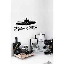 Buççin Online Mağaza  Siyah Ahşap Kitap ve Kahve Duvar Dekoru - Mutfak Konsepti Kahve Köşesi Için 40X25 cm Tablo Ahşap Siy