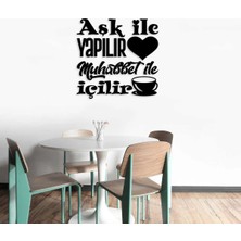 Buççin Online Mağaza  Aşk ile Yapılır Kahve Köşesi Duvar Panosu Ahşap Siyah