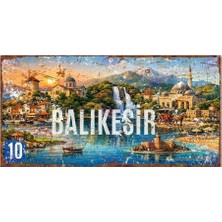 Buççin Online Mağaza  Balıkesir Şehir Silüetli Alüminyum Duvar Levhası – Eskitme Dekoratif Metal Tabela Metal Çok Renkli