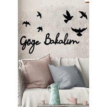 Buççin Online Mağaza  Siyah Ahşap Göğe Bakalım Kuşlar Duvar Dekoru - Salon Oturma / Yatak Odası Için 100X30 cm Mdf Tablo A