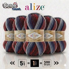 Alize Süperlana Maxi Batik - 8130 - 5'li Paket - 100GR/100M - El Örgü Ipi - Atkı Yelek Kazak Ipi