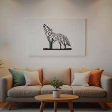 Buççin Online Mağaza  Doğa Kurt ve Ağaç Temalı 3D Modern Duvar Dekoru (3mm Mdf) Ahşap Siyah