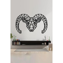 Buççin Online Mağaza  50X30 cm Geometrik Koç Desenli Ahşap Duvar Panosu Ahşap Siyah