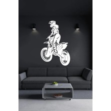 Buççin Online Mağaza  Motorcu Kadın Dekoratif Tablo (65*45CM) Ahşap Mdf Lazer Kesim 3mm Duvar Süsü (Kendinden Yapışkanlı)