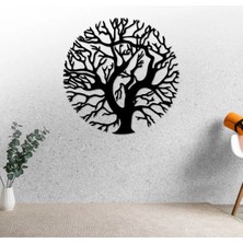 Buççin Online Mağaza  40X40 cm Yaşam Ağacı Yuvarlak Duvar Panosu Ahşap Siyah